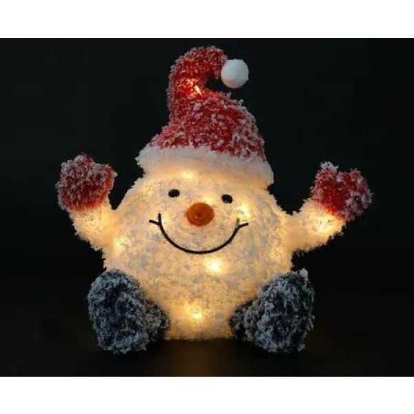 Stockholm Christmas Lights LED Frosty Cute Snowman Santa Warm White Steady Glow Heavy Snow Flocked For Real Snowball Effect Easy and Minimal Assembly