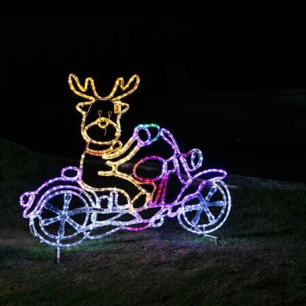 Stockholm Christmas Lights REINDEER MOTORBIKE Motif Lights 24 LEDs Multi Colour