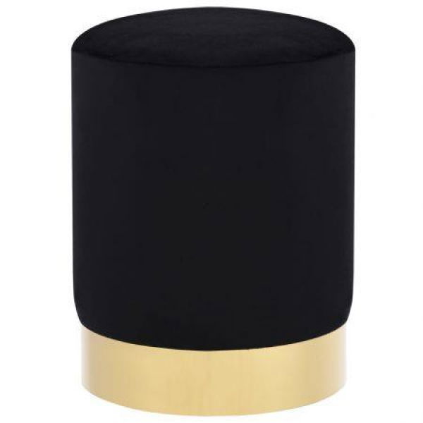 Stool Black and Gold Velvet