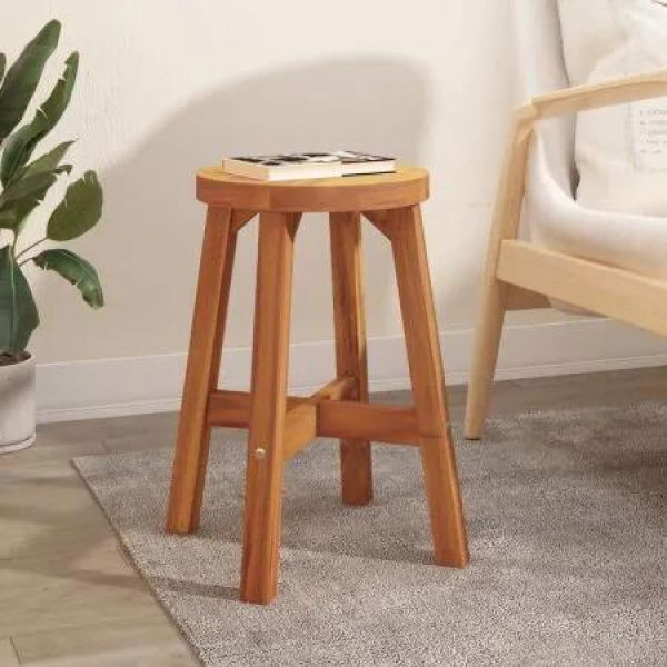 Stool Brown 38x38x45 cm Round Solid Wood Acacia