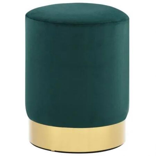 Stool Dark Green and Gold Velvet