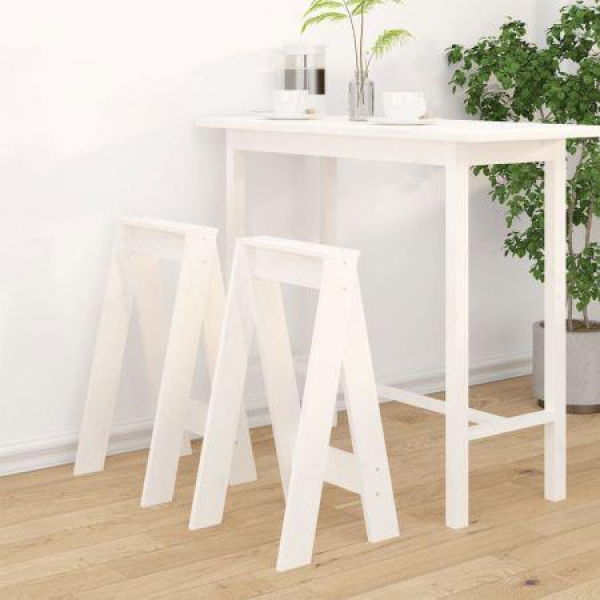 Stools 2 Pcs White 40x40x75 Cm Solid Wood Pine