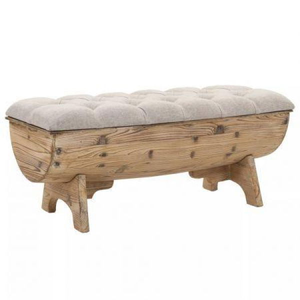 Storage Bench 103x51x44 Cm Solid Wood And Fabric