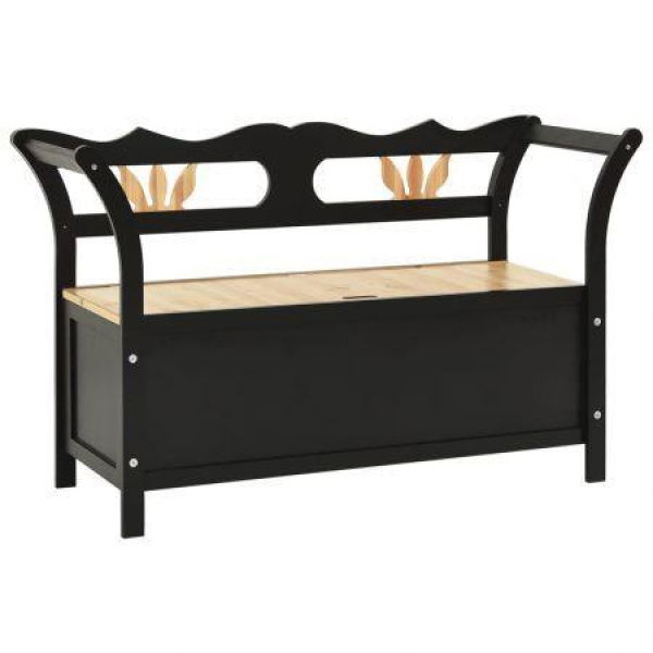 Storage Bench 126 Cm Black Solid Fir Wood