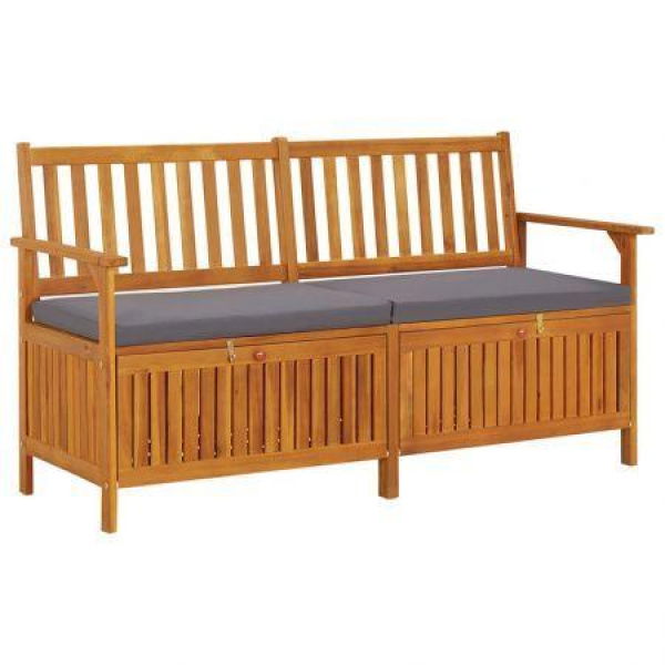 Storage Bench With Cushion 148 Cm Solid Wood Acacia