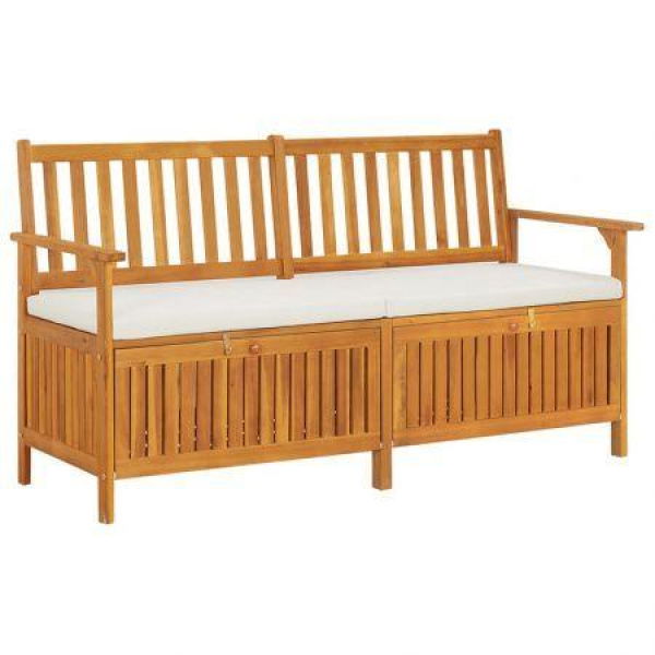 Storage Bench With Cushion 148 Cm Solid Wood Acacia