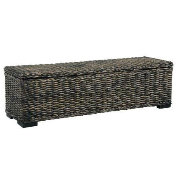 Storage Box 120 Cm Black Kubu Rattan And Solid Mango Wood