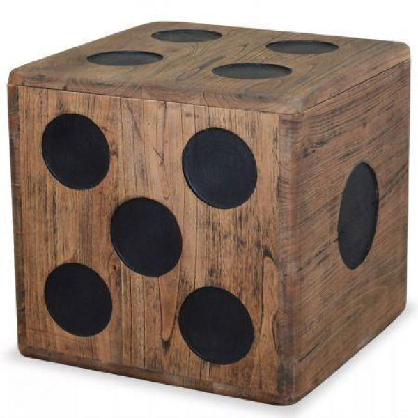 Storage Box Mindi Wood 40x40x40 Cm Dice Design