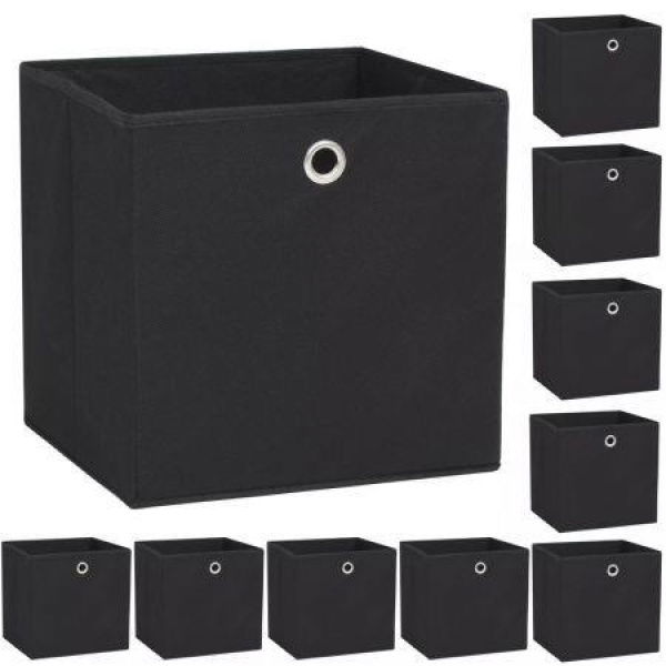 Storage Boxes 10 Pcs Non-woven Fabric 32x32x32 Cm Black