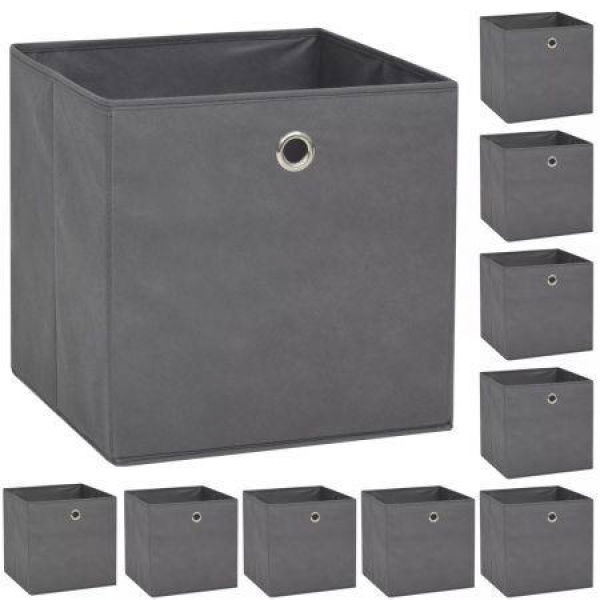 Storage Boxes 10 Pcs Non-woven Fabric 32x32x32 Cm Grey