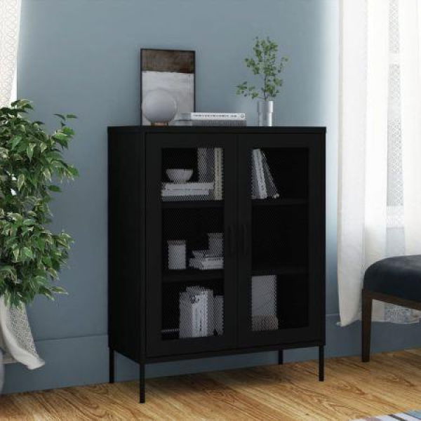 Storage Cabinet Black 80x35x101.5 Cm Steel.