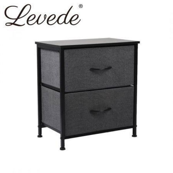 Storage Cabinet Chest of 2 Drawers Dark Grey