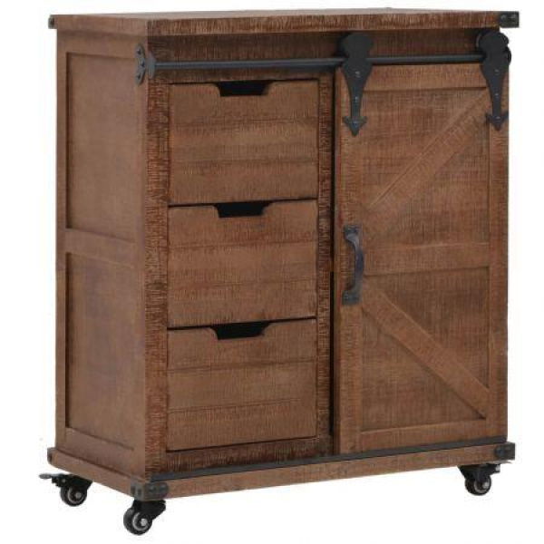 Storage Cabinet - Solid Fir Wood - 64x33.5x75 Cm - Brown.