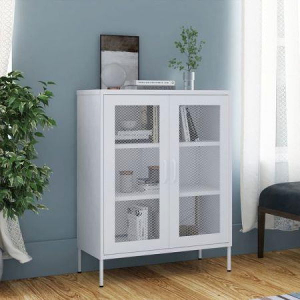 Storage Cabinet White 80x35x101.5 Cm Steel.