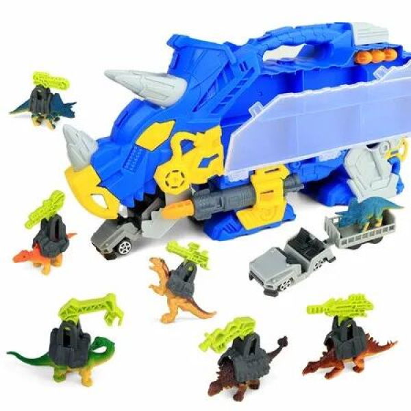 Storage Carrier Toys Playset with Mini Dinos Figures and Vehicle Dinos Toy for Kids Gift for Birthday Christmas