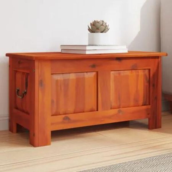 Storage Chest with Lid Brown Solid Wood Acacia