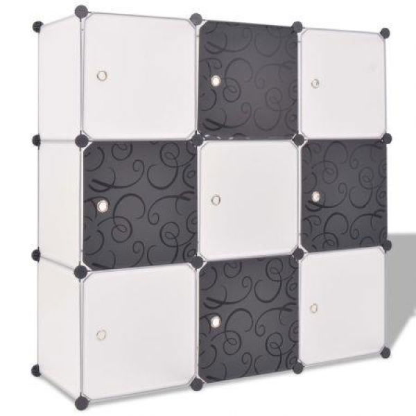 Storage Cube Organiser With 9 Compartments Black And White