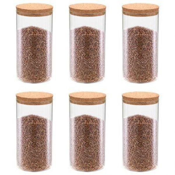 Storage Glass Jars With Cork Lid 6 Pcs 1100 Ml