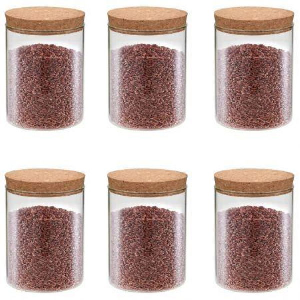 Storage Glass Jars With Cork Lid 6 Pcs 650 Ml