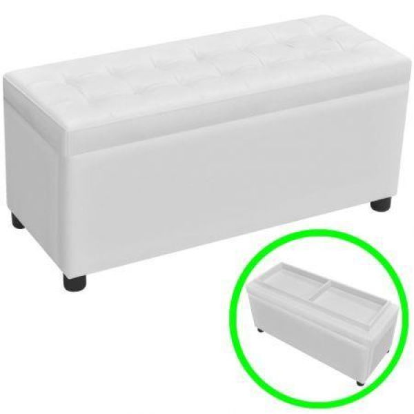 Storage Ottoman Artificial Leather White