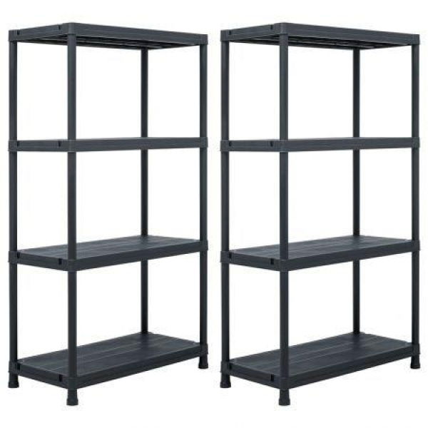 Storage Shelf Racks 2 Pcs Black 60x30x138 Cm Plastic