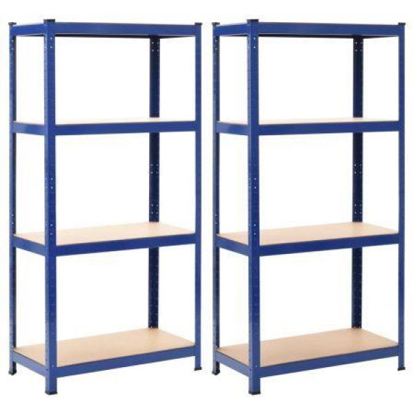 Storage Shelves 2 Pcs Blue 80x40x160 Cm Steel And MDF