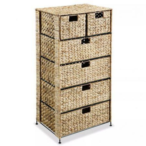 Storage Unit With 6 Baskets 47x37x100 Cm Water Hyacinth