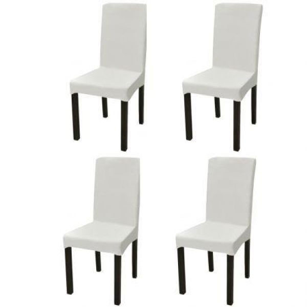 Straight Stretchable Chair Cover 4 Pcs Cream