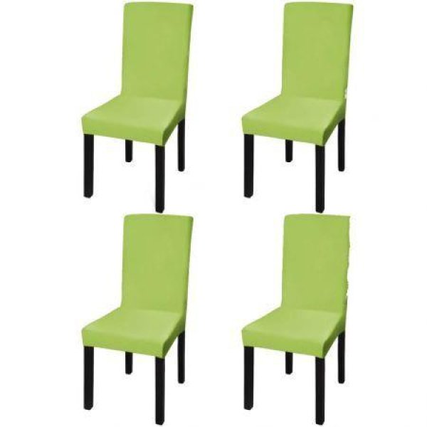 Straight Stretchable Chair Cover 4 Pcs Green