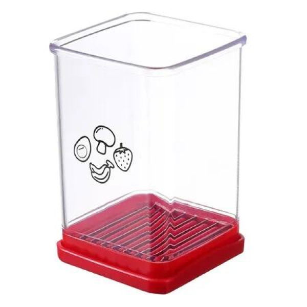 Strawberry Slicer,Fruit Cup Slicer with Push Plate,Fruit & Strawberry Cutter,Integrated Blade Design,Enssential Kitchen Gadget (Red,1Pcs)