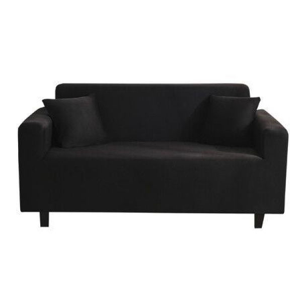 Stretch Sofa Covers 1 Piece Polyester Spandex Fabric Living Room Couch Slipcovers (Large Black)