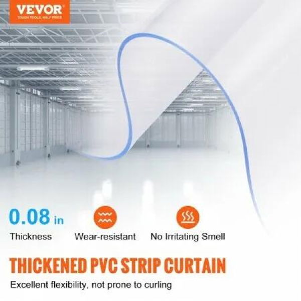 Strip Curtain 213.4 cm H x 107 cm W 2 mm Thickness 7PCS Clear PVC Strip Door Curtain Freezer Curtain Plastic Door Strips for Walk in Freezers Coolers