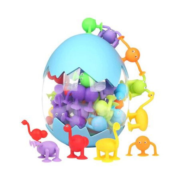 Suction Toys 40 Pcs Bath Toys For Kids Sensory Toys For 3-7 Year Olds Stress Release ToysSilicone Shell Storage Toys Dinosaur Egg