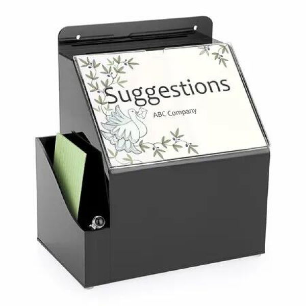 Suggestion Box Acrylic Wall Mounted Donation Lock Sign Slot Office Ballot Locking Mailbox Comment Black Secure Collection