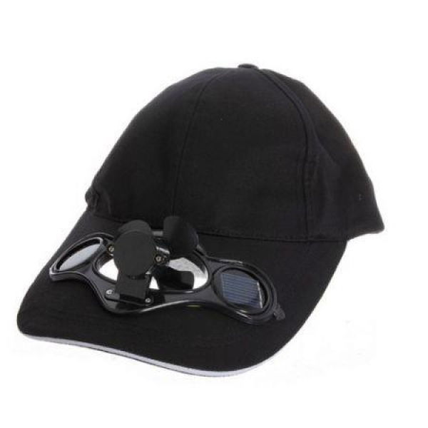 Summer Sport Outdoor Hat Cap With Solar Sun Power Cool Fan Black