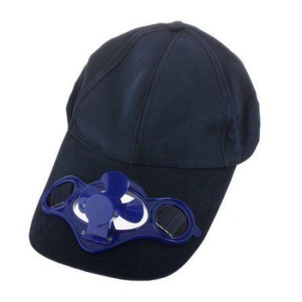 Summer Sport Outdoor Hat Cap With Solar Sun Power Cool Fan Blue