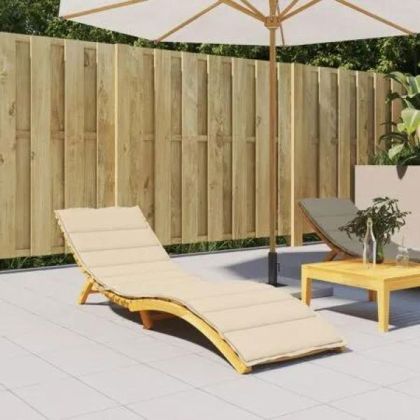 Sun Lounger Cushion Beige 200x60x3cm Oxford Fabric