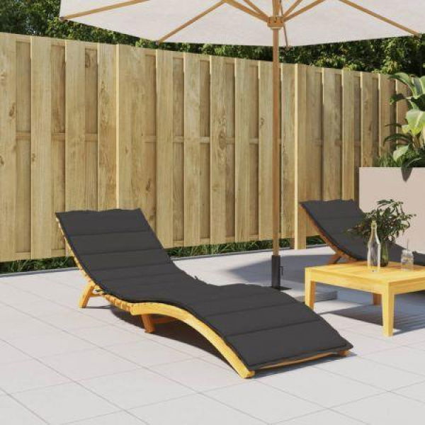 Sun Lounger Cushion Black 200x50x3cm Oxford Fabric