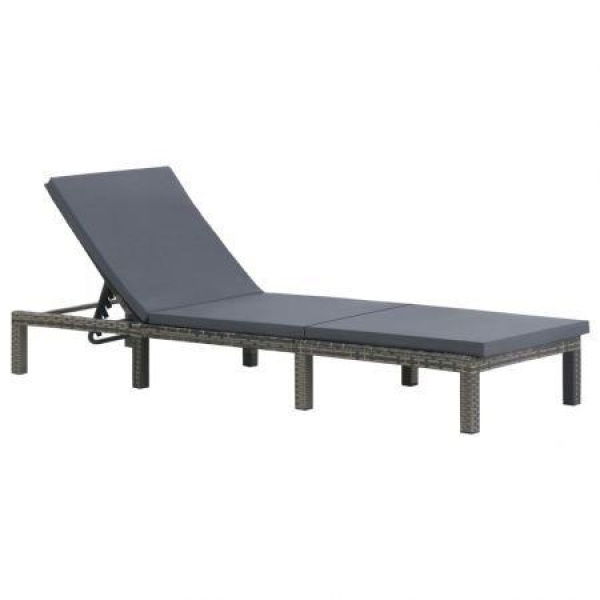 Sun Lounger With Cushion Poly Rattan Anthracite