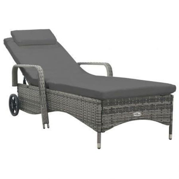 Sun Lounger With Wheels Poly Rattan Anthracite