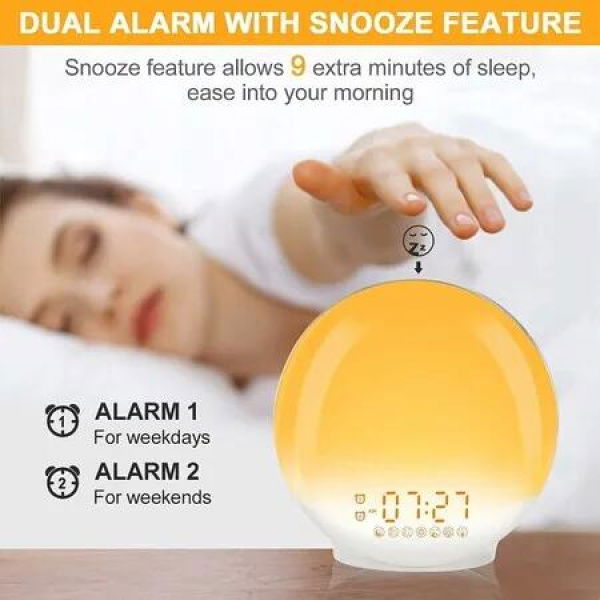 Sunrise Alarm Clock Mimics the Natural Sunrise to Gently Wake You Perfect for Heavy Sleepers