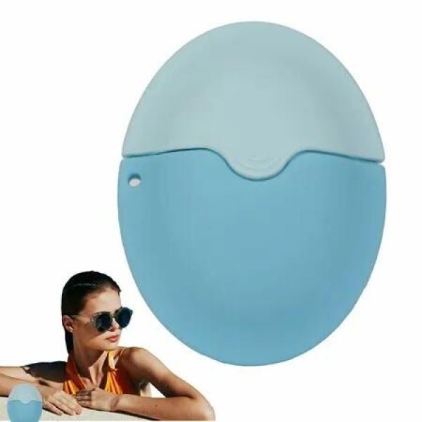 Sunscreen Lotion Applicator,Portable Roll-On Sponge Applicator,unscreen Body Brush Set with Protective Caps for Kids,Families Color Blue