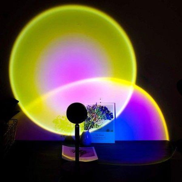 Sunset Projection Led Light Rainbow Floor Stand Modern Lamp Night Light For Living Room Bedroom Romantic Projector Gift For Wedding Birthday Party -USB Charging