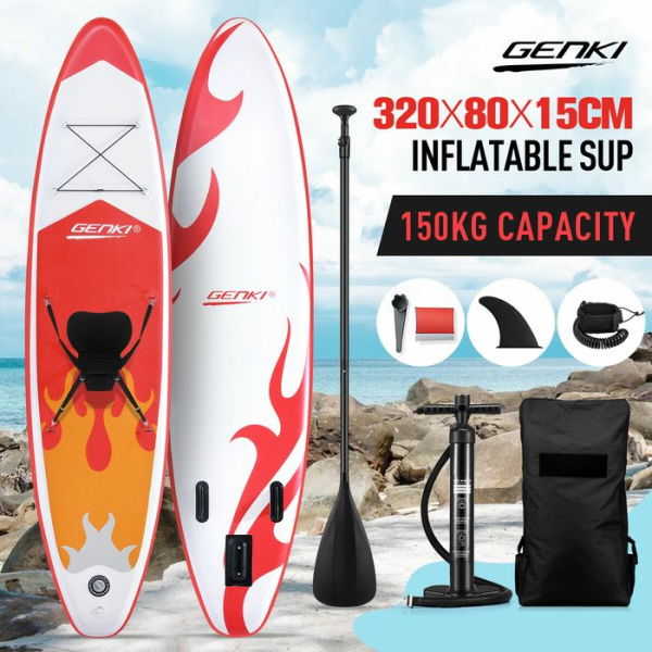 SUP Kayak Inflatable Stand Up Paddle Surfing Board Blow Foam Surfboard GENKI 2 In 1 With Seat Red