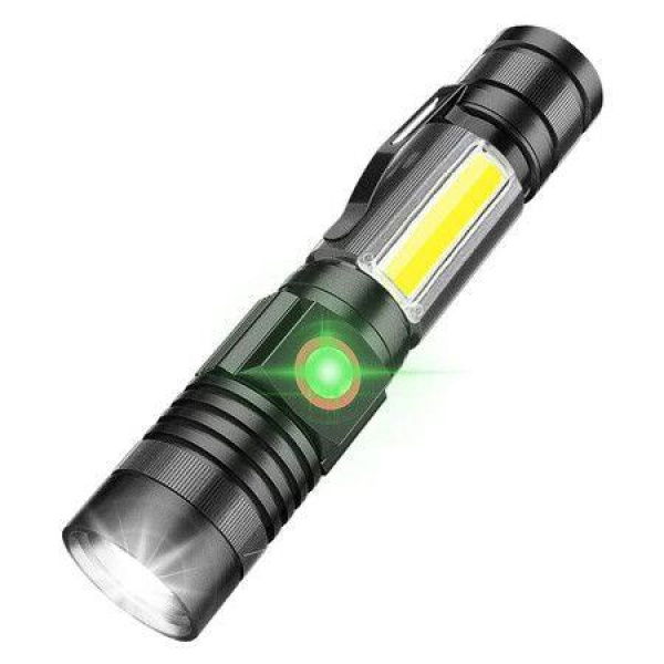 Super Bright Flash Light With COB Work Light Waterproof 4 Modes Pocket LED Flashlights For Outdoor Camping Emergency