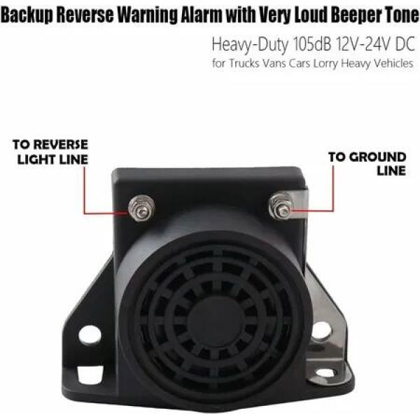 Super Loud 107dB Waterproof Reverse Car Backup Alarm for Industrial Heavy-Duty Vehicles (12V-24V DC)