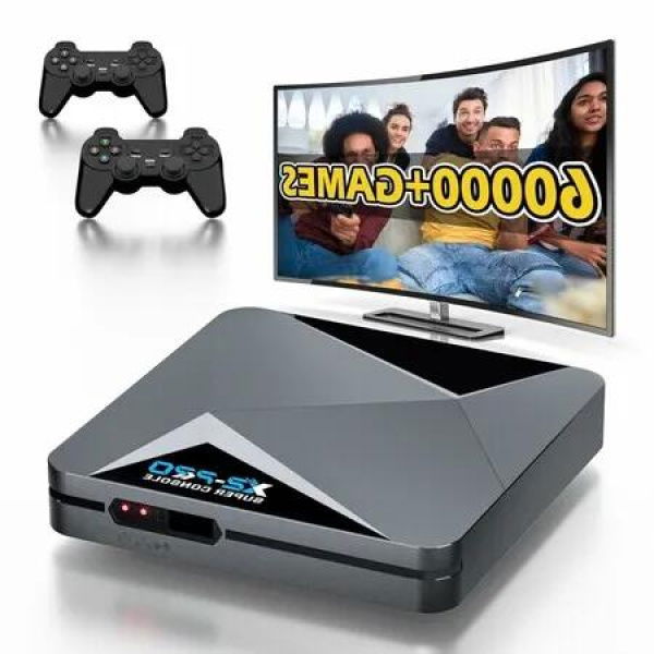 Super Video Game Console X2 PRO, Plug & Play Retroplay Console with 60,000+ Games Compatible 70+ Emulators,3 Systems,4K UHD,2.4G+5.0G,BT 5.0