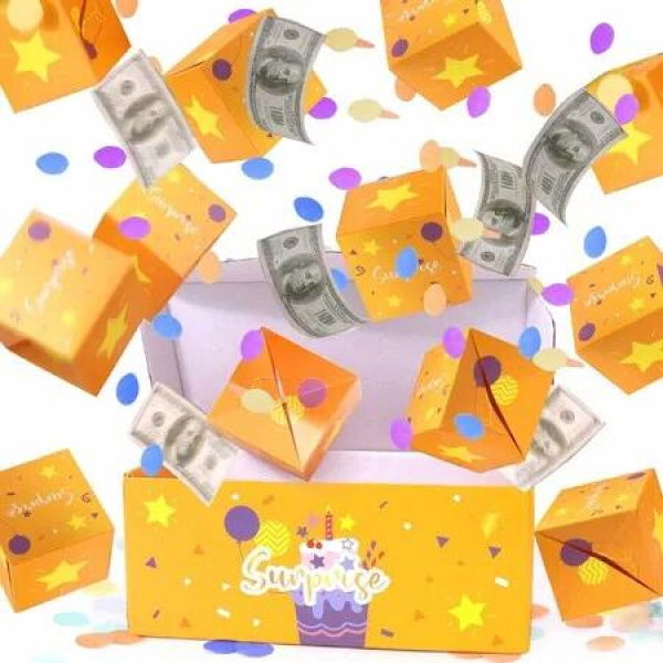 Surprise Gift Box Happy Birthday Explosion Money Confetti Cash Celebration Present Pop Women Men Kids Fun
