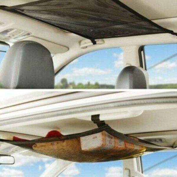 SUV Car Ceiling Storage Net Pocket Car Roof Bag Interior Cargo Net Breathable Mesh Bag Adjustable Sundries Storage Pouch With Zipper Buckle