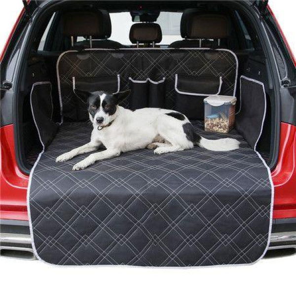 SUV Cargo Liner For Dogs Waterproof Pet Cargo Cover With Side Flap Protector 2 Pockets